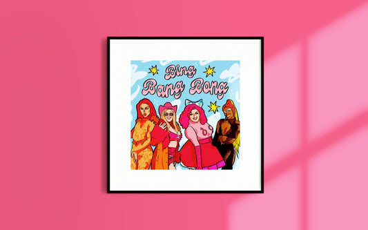 BING BANG BONG | Uk Hun? | United King Dolls Inspired Fan Art Print | Ru Paul's Drag Race | approx 8x8 Art Print | Bimini | Tayce | Lgbt Art
