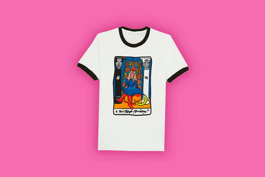 STEVIE NICKS T-Shirt | The High Priestess Tarot Card | Fleetwood Mac Gypsy | Stevie Nicks Tarot | Unisex Ringer T-shirt