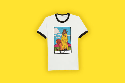 BEYONCE TAROT T-Shirt | STRENGTH Tarot Card | Tarot Gift | Tarot Merch | Unisex Ringer T-shirt