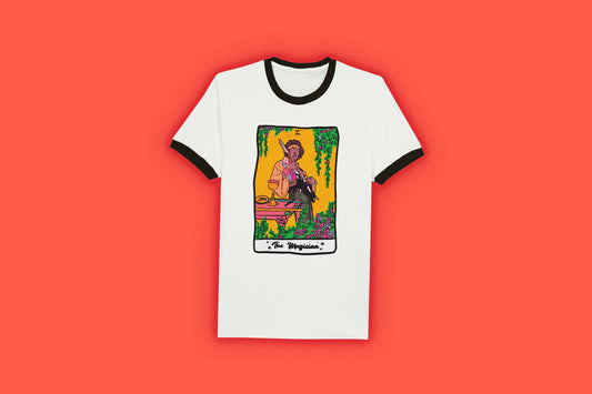 JIMI HENDRIX T-Shirt | The Magician Tarot Card | Jimi Hendrix Tarot Card | Woodstock | Unisex Ringer T-shirt