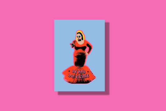 Divine Pink Flamingos Poster | Be Gay Do Crime Artwork | LGBTQ Cult Movie Art Print | John Waters Film | Drag Queen Artist | Wall Art